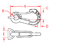 Harness Clip with D Ring Drawing