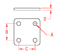 Heavy Duty Square Back Plate Drawing