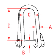 Long D Shackle with  Key Pin Drawing
