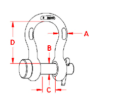 Round Pin Anchor Shackle Drawing