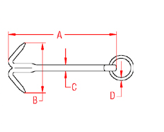 Stainless Steel Small Boat Hook Anchor Drawing
