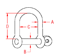 Wide D Shackle with  Screw Pin Drawing